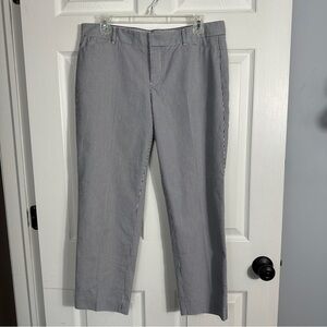 Gap slim‎ cropped white/blue striped pants, size 8, stretch, spring, summer